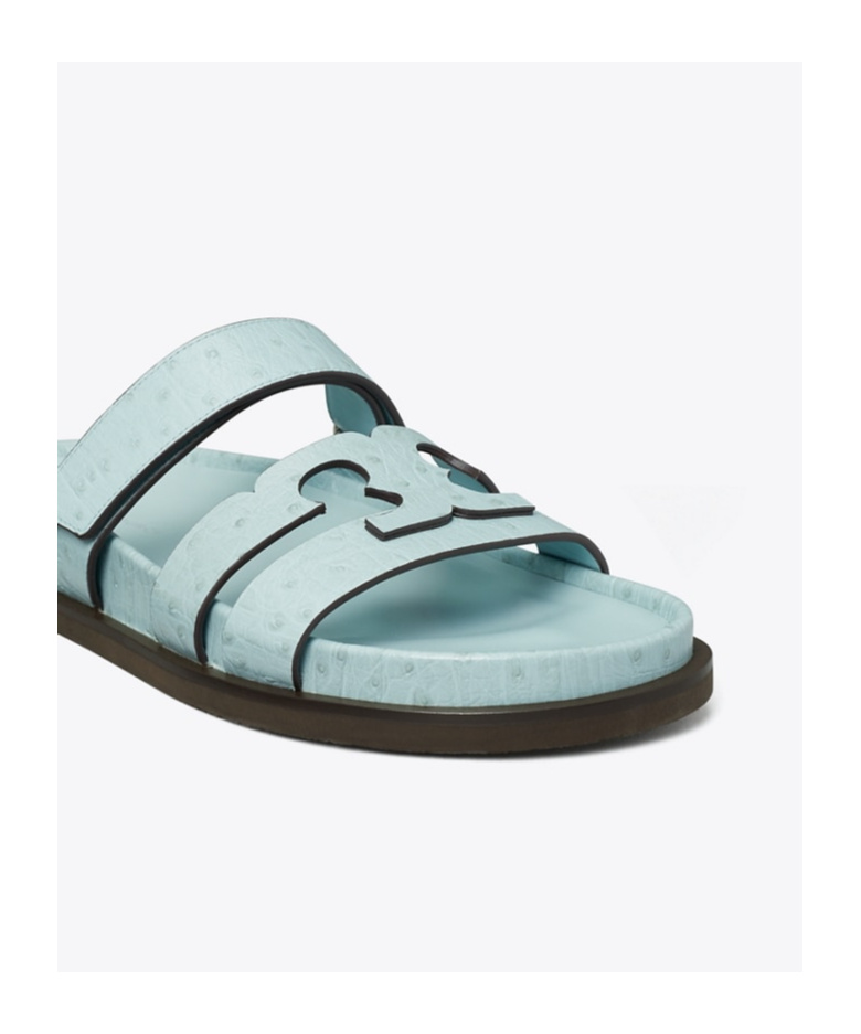 Tory Burch 'ines' Blue Sandals With Patch Logo On The Front In Green