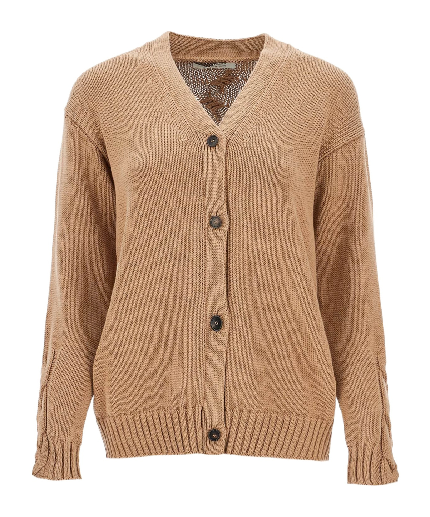 Max Mara Long-sleeved Cardigan In Nude