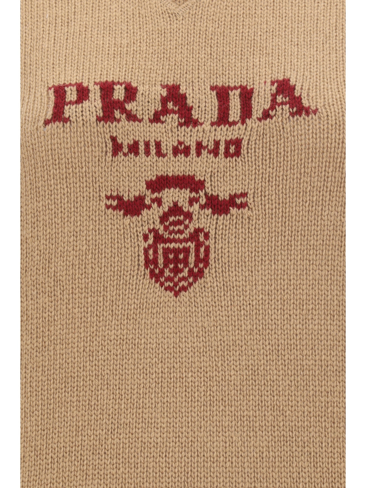 Prada Wool And Cashmere Crew-neck Sweater In Brown