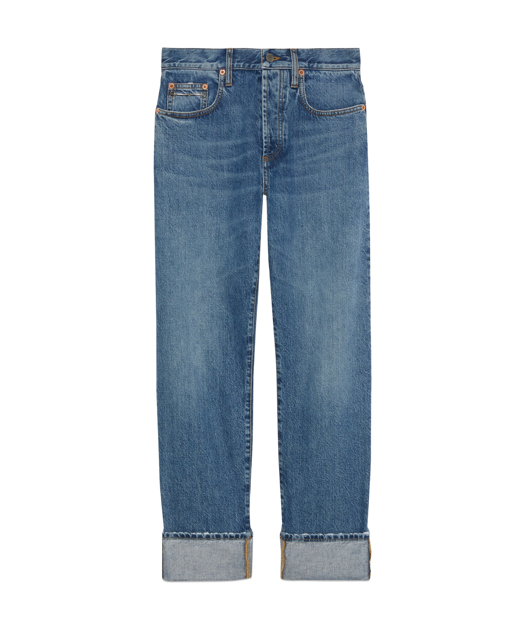 Gucci Horsebit-detail Low-rise Straight-leg Jeans In Blue