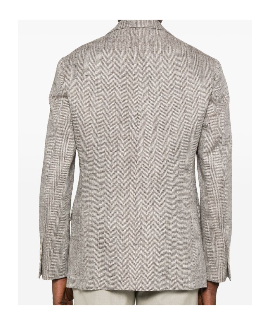 Brunello Cucinelli Herringbone Blazer In Gray