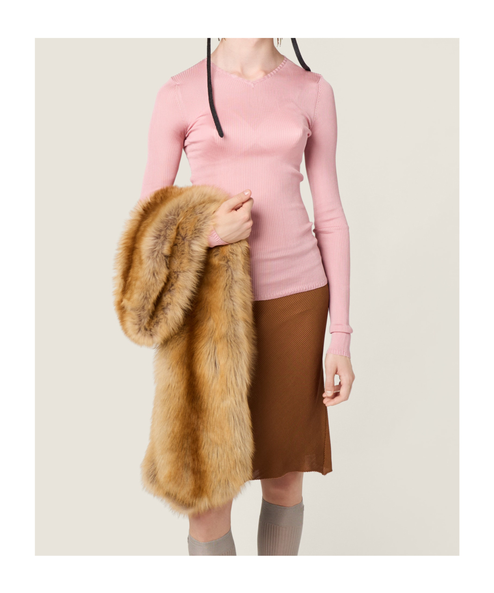 Miu Miu Silk V-neck Sweater In Pink