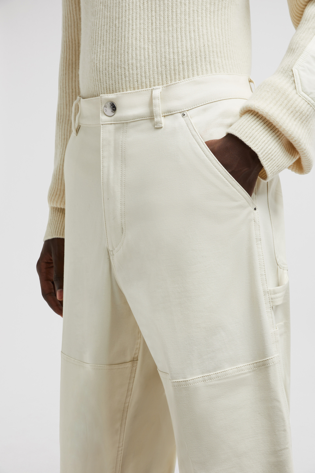 Moncler Cotton Canvas Trousers In White