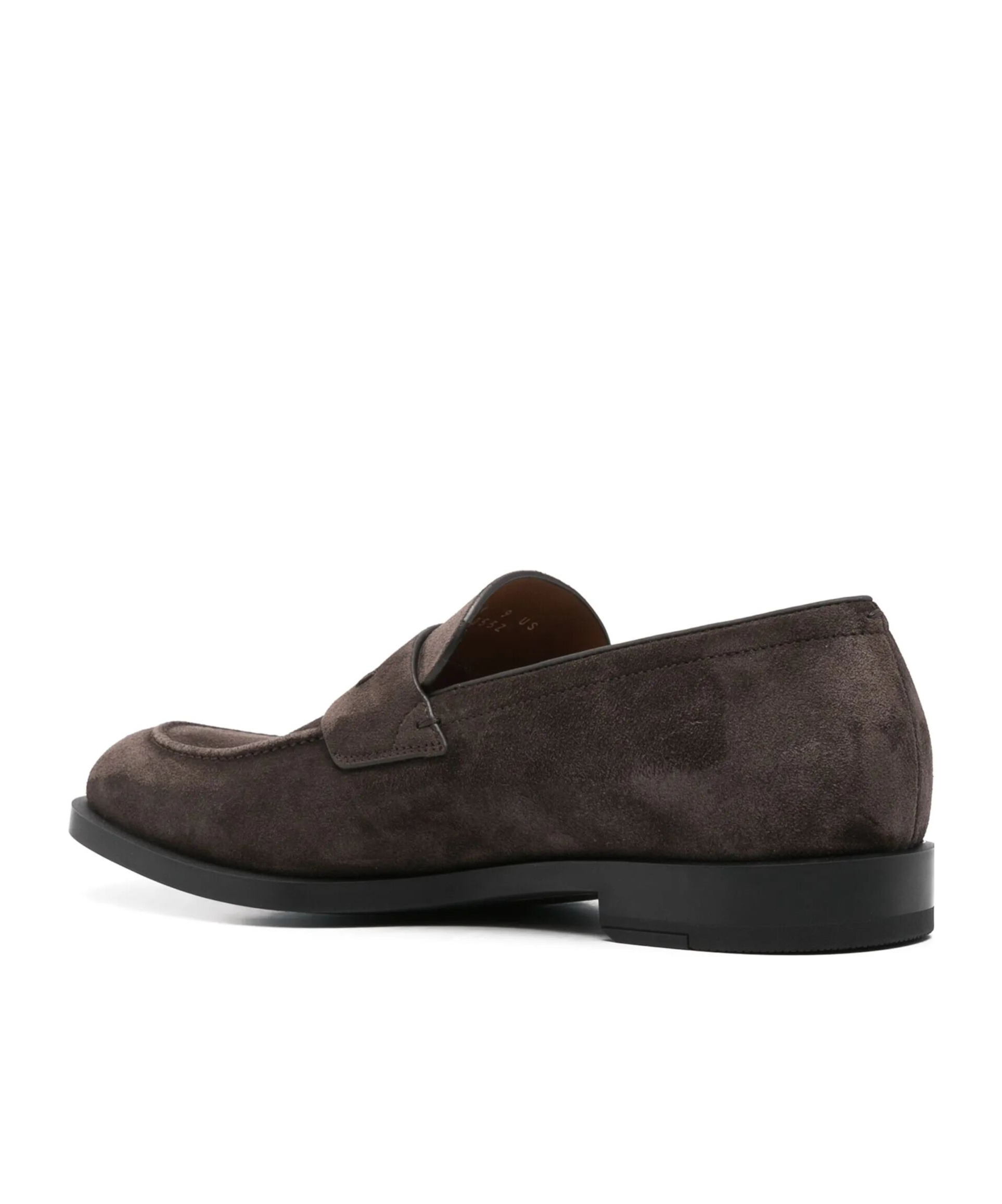 Zegna Round Toe Suede Loafers With Penny Strap In Black