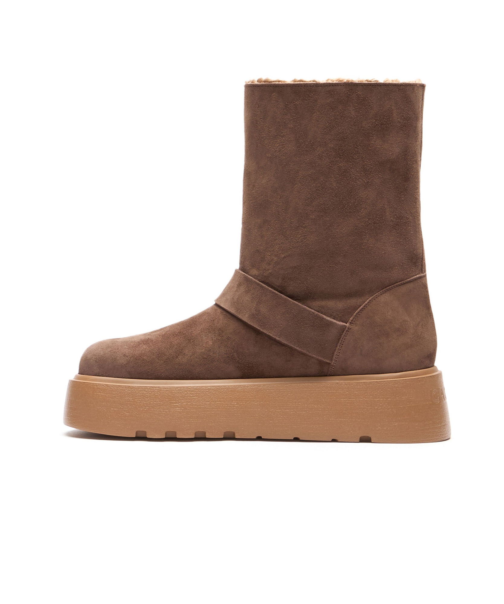 Casadei 'suede Blend Ankle Boots With Buckle Detail' In Brown
