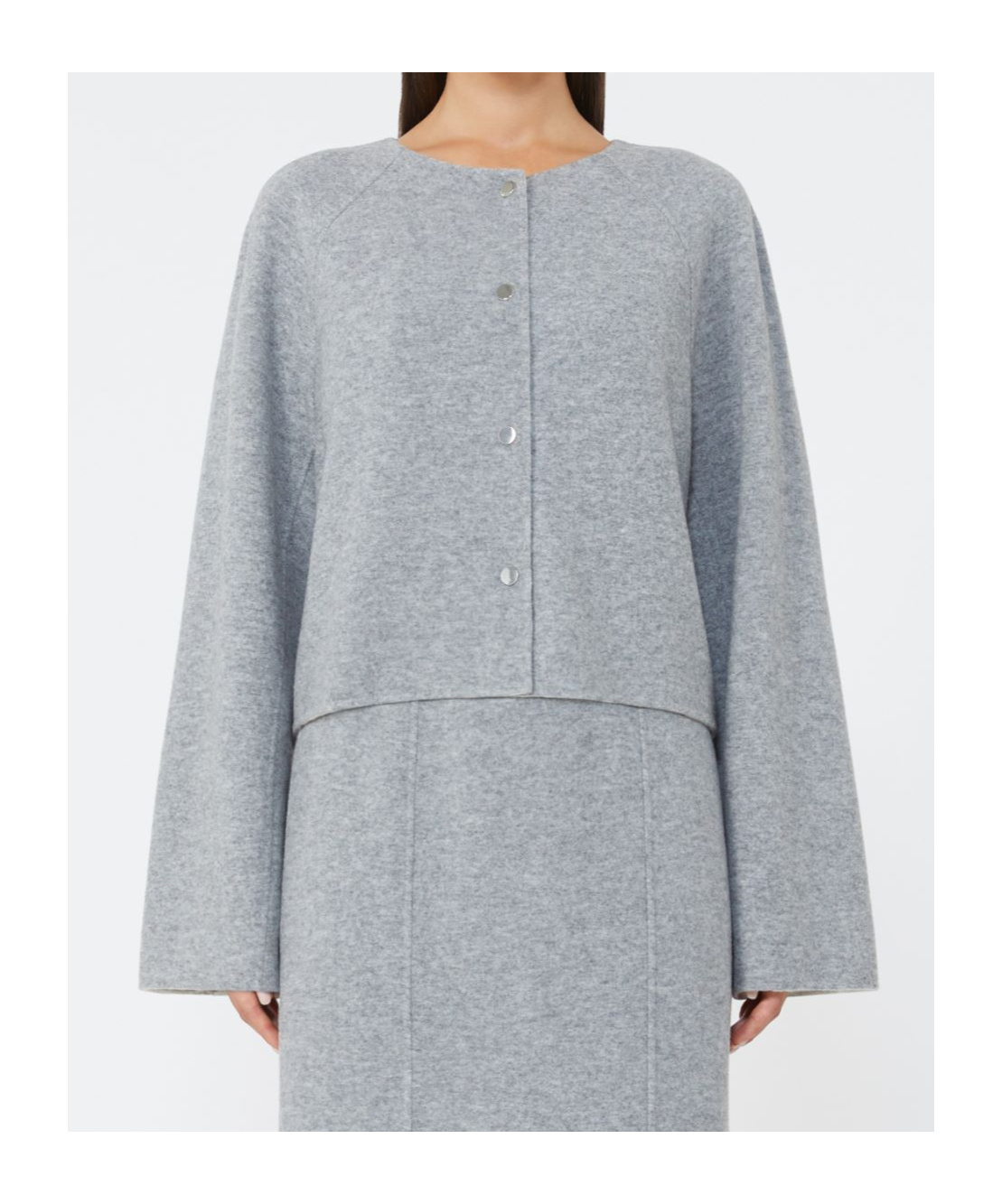 Max Mara Wool And Cashmere Cropped Jacket In Gray