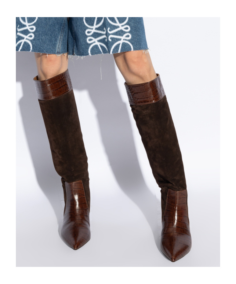 Shop Paris Texas Embossed Heeled Boots In Black
