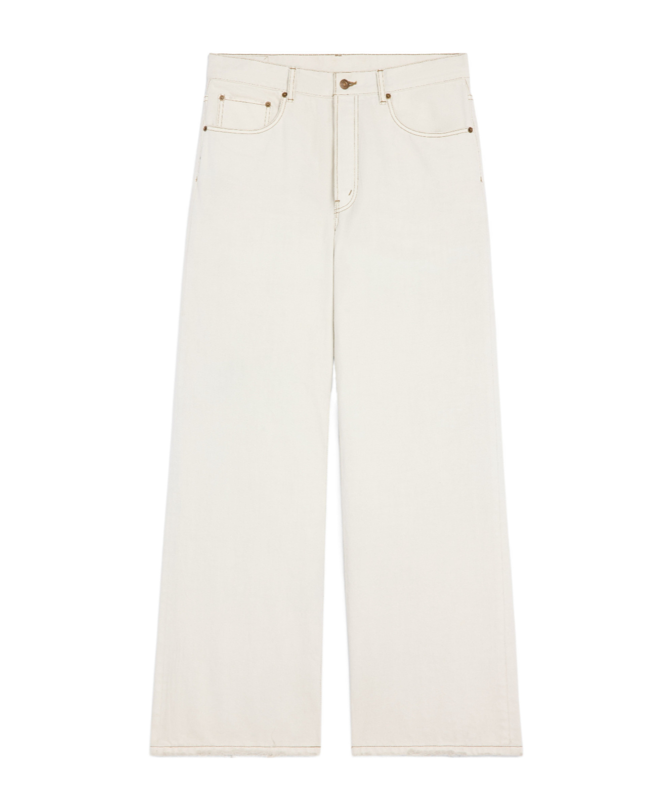 Celine Wide Leg Jeans In Heavy Cotton Twill In White