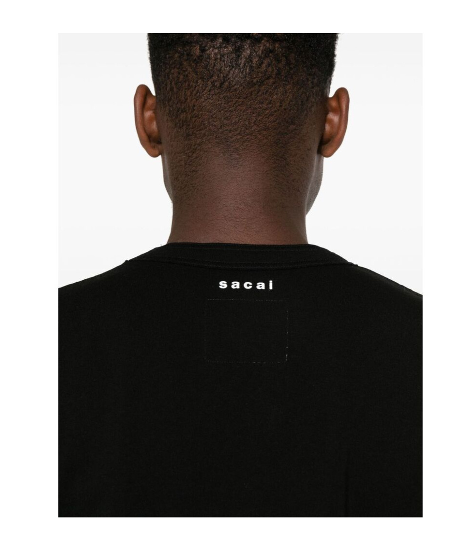 Sacai Drop-shoulder Cotton T-shirt In Black
