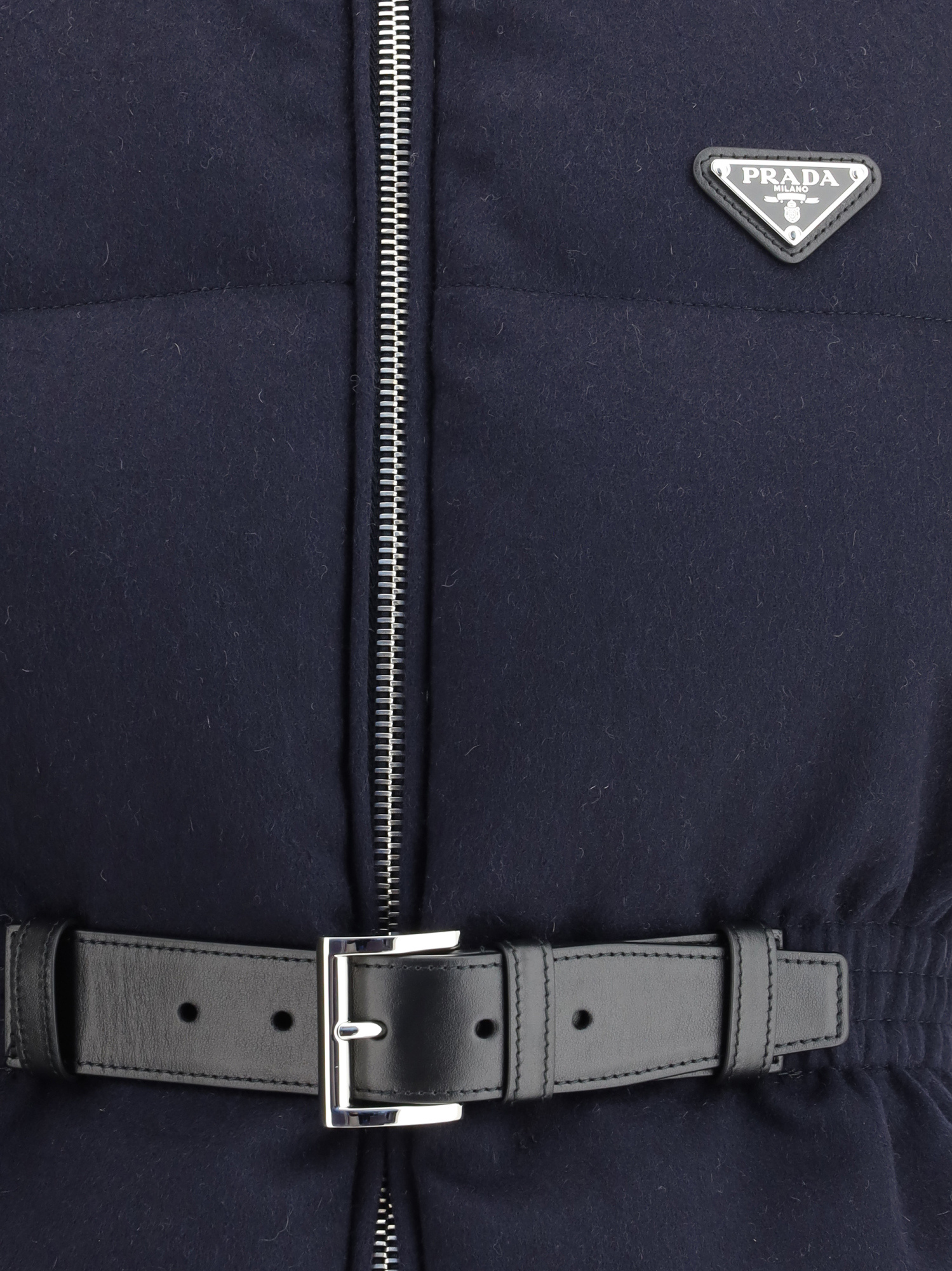 Prada Flannel Down Vest In Blue