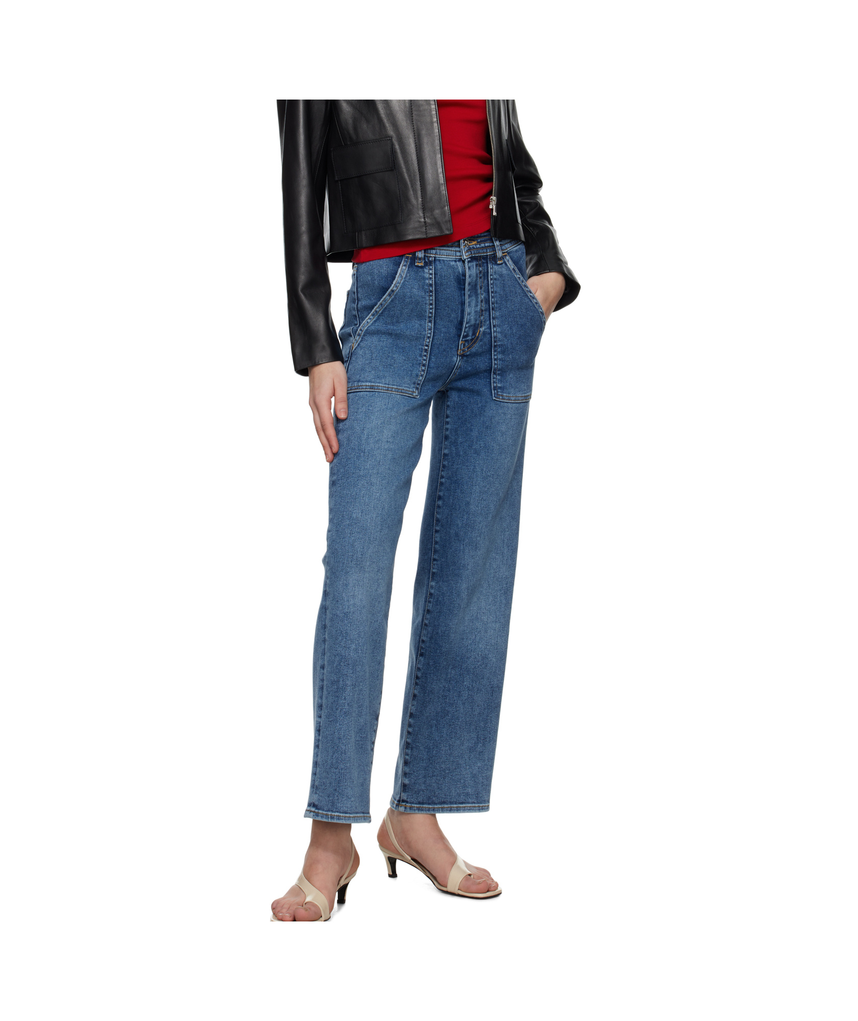FRAME BLUE TRAPUNTO STRAIGHT JEANS