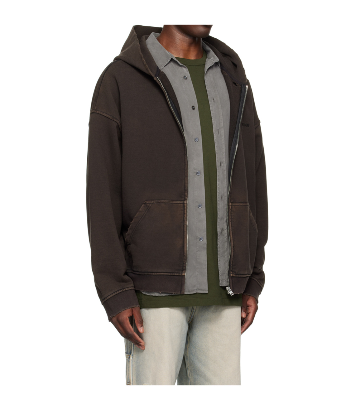 We11 Done Embroidered Logo Graphic-print Hooded Jacket In Black