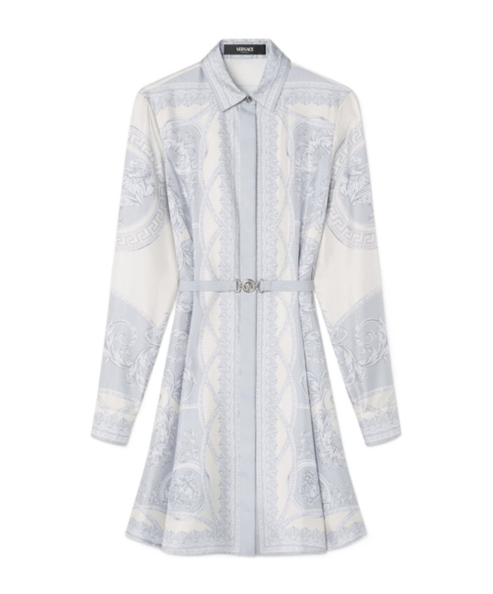 Versace Barroco-print Midi Dress In White