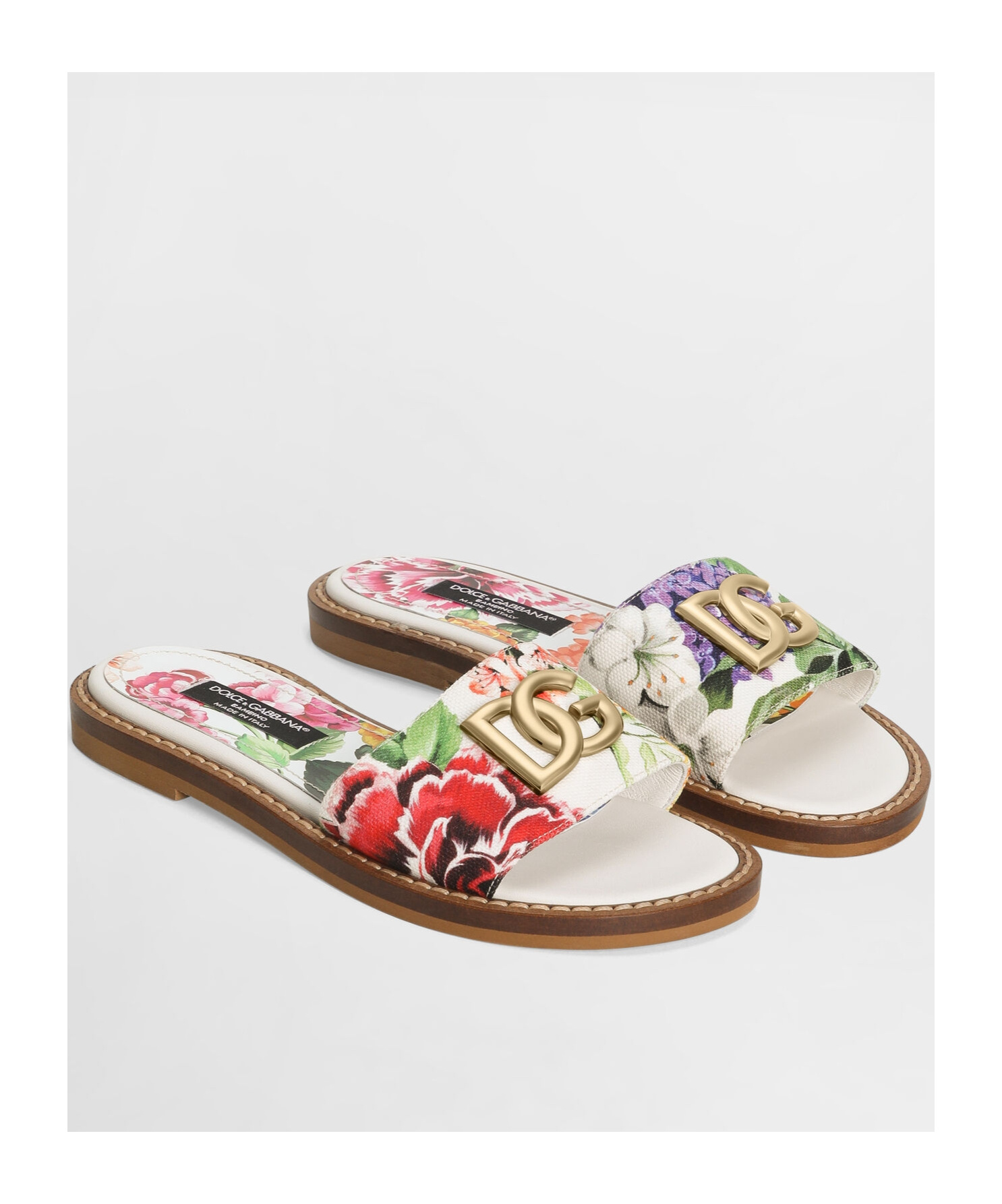Dolce & Gabbana Floral-print Slides In Multi