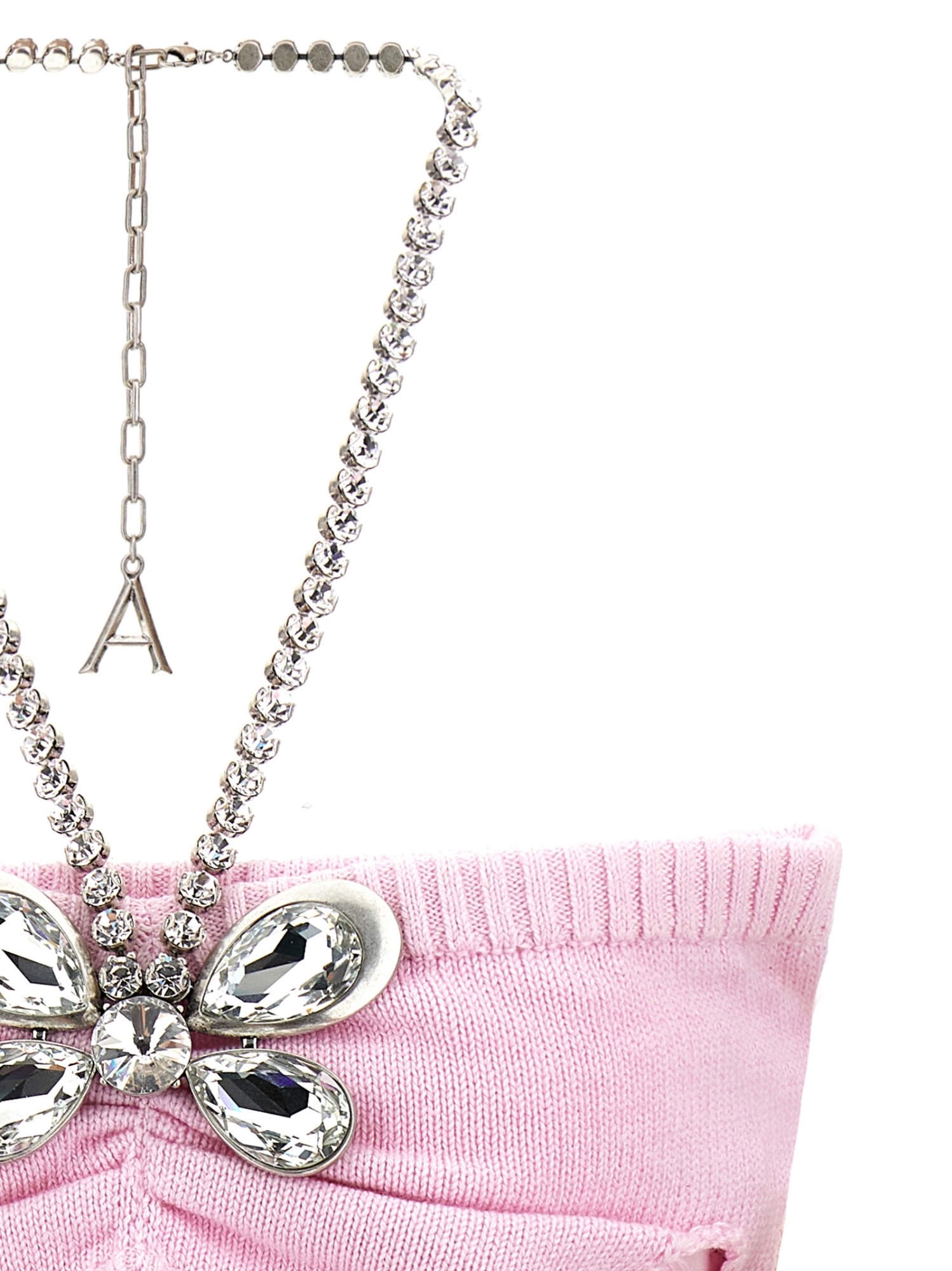 Shop Area Crystal Butterfly Knitted Bandeau In Pink
