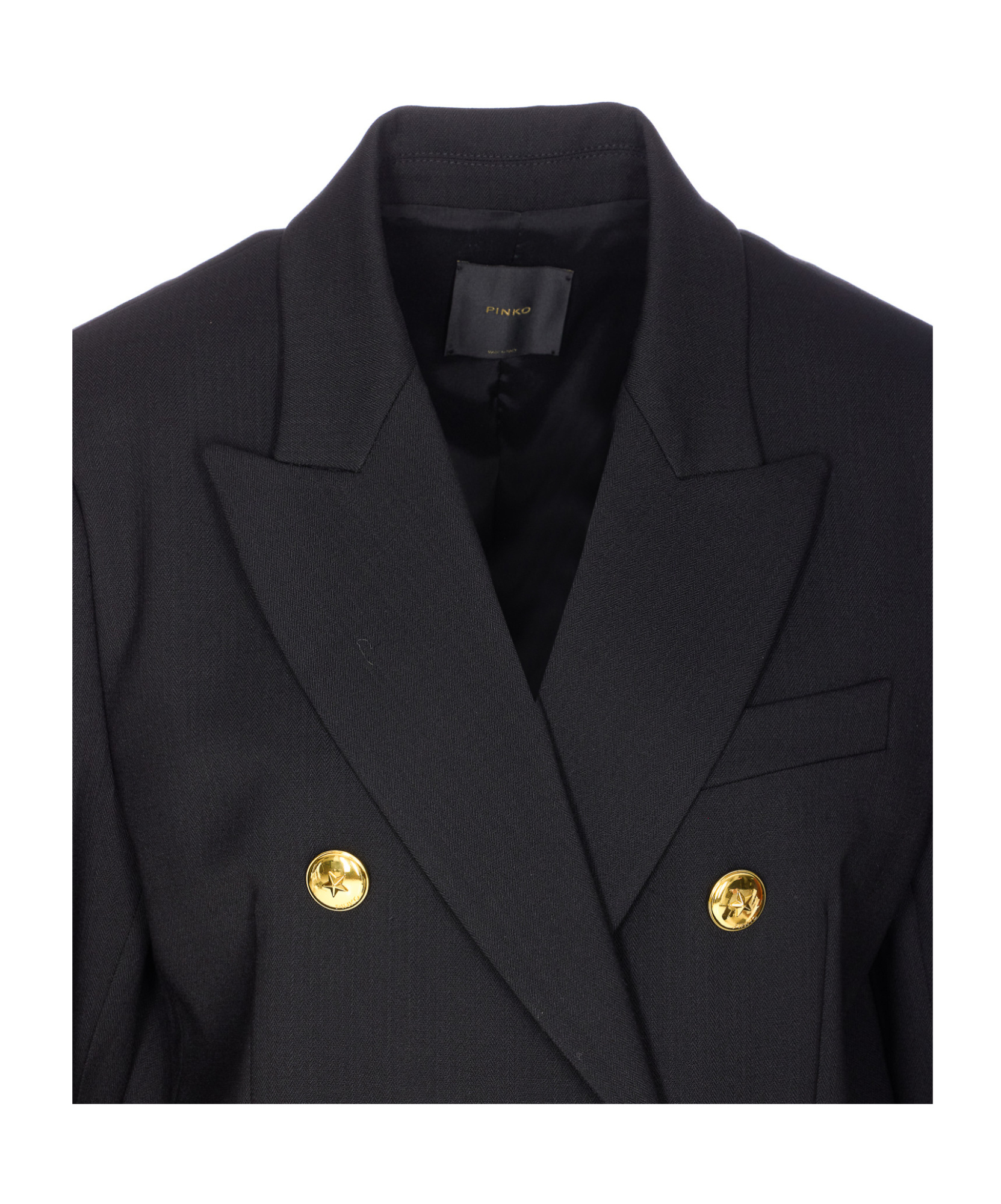 Pinko Double Breasted Jacket Gold Tone Buttons In Black