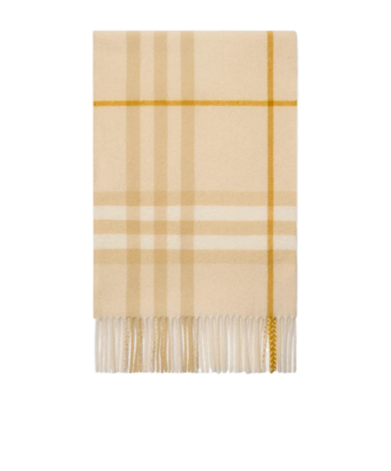 Burberry Giant Check Cashmere Scarf In White