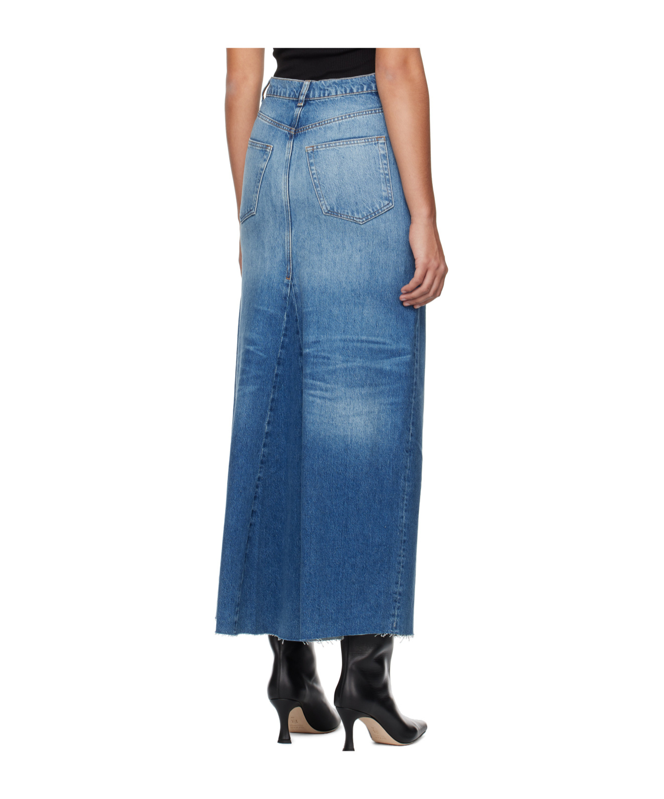 Reformation Tazz Denim Maxi Skirt In Blue