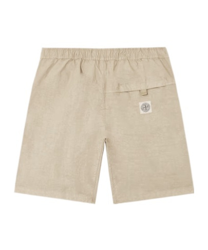 Stone Island Comfort Fit Bermuda Shorts With Panama Weave In Biscuits