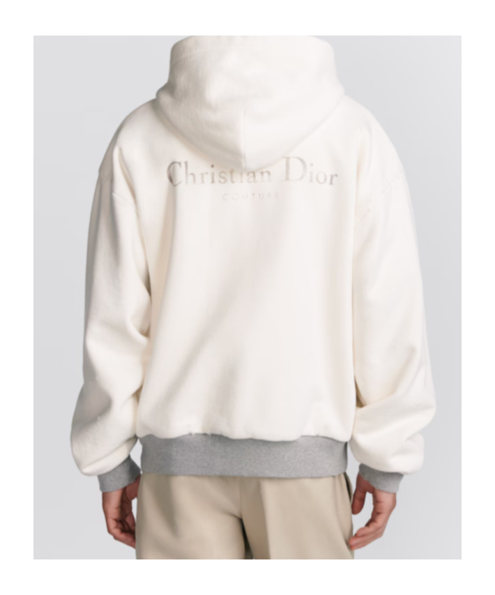 Dior Christian  Couture Hooded Lined Sweatshirt In White