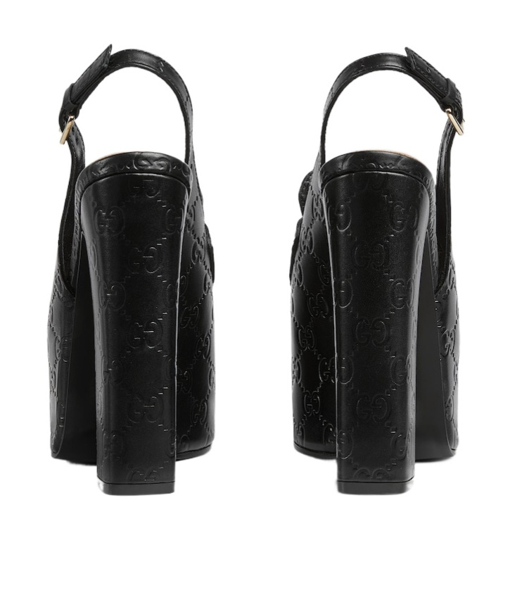 Gucci Horsebit Gg Debossed Leather Loafer Pumps In Black