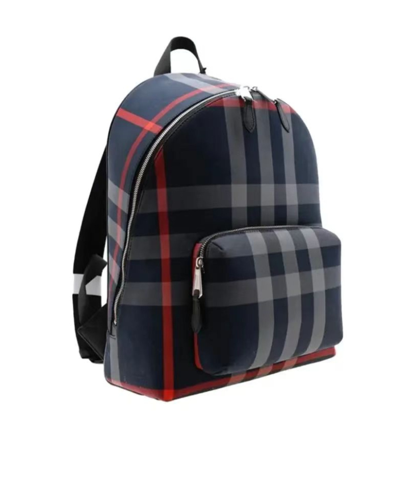 Burberry Plaid Backpack In Black