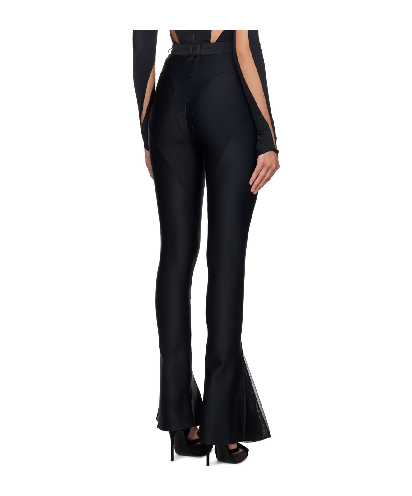Mugler Flared High-waisted Trousers In Black