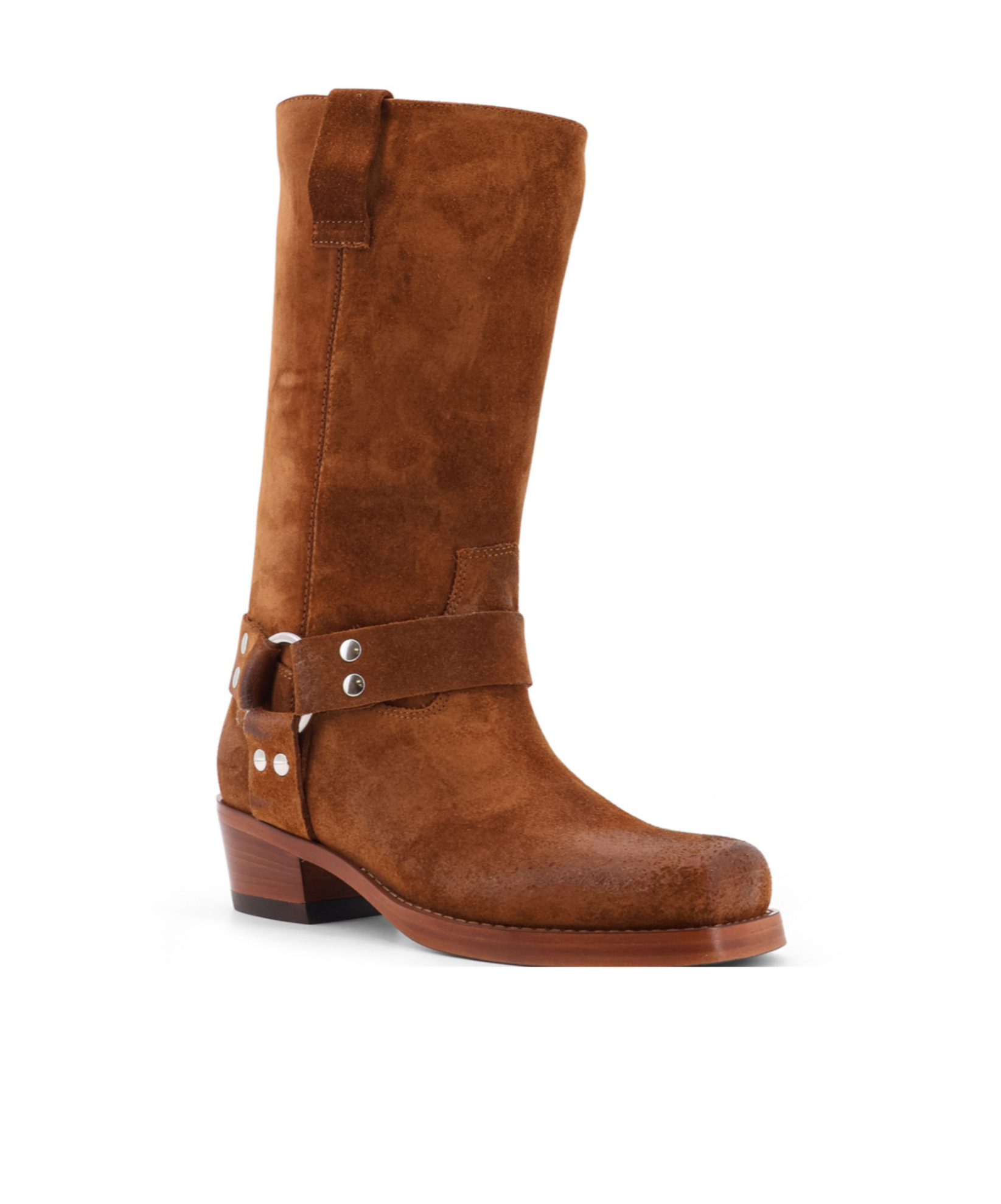 Paris Texas Waxed Suede Mid-calf Boots With Squared Toe In Brown