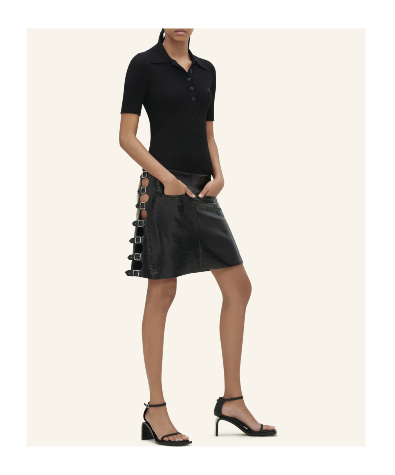 Shop Courrèges Logo-patch Knitted Polo Top In Black