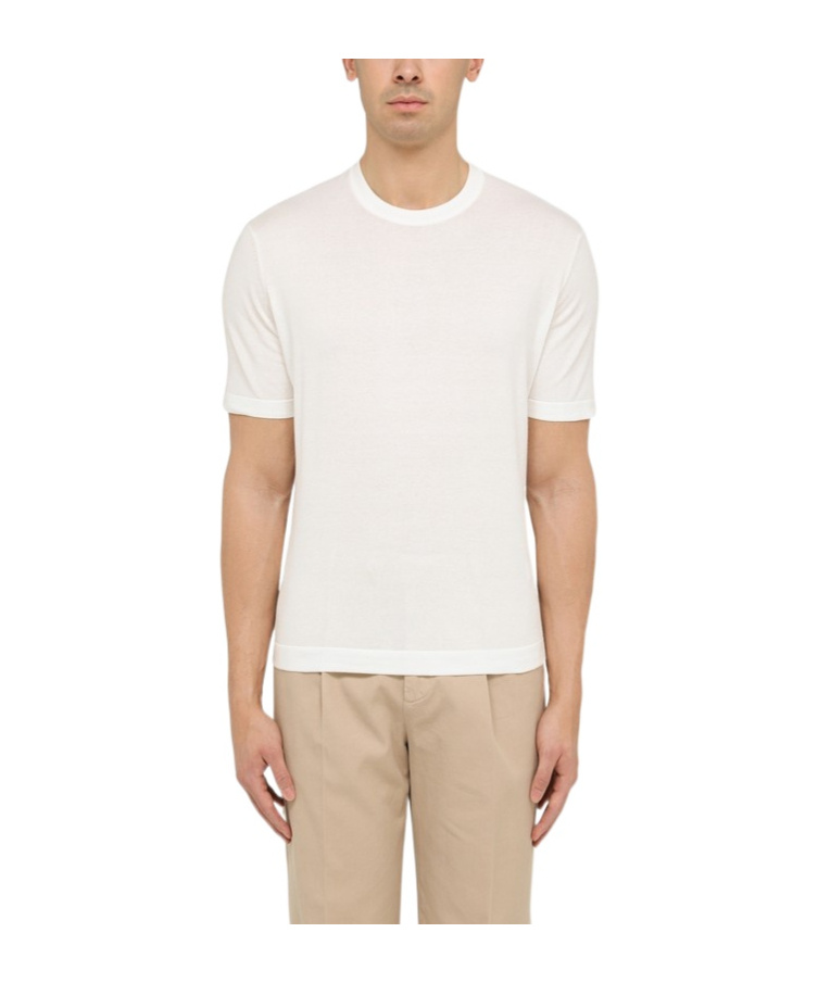 Loro Piana Short-sleeved Knitted T-shirt In White