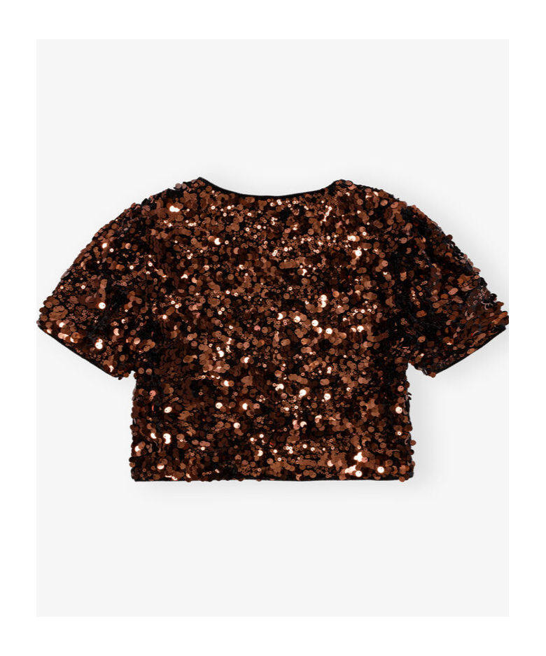 Ganni Sequined Velvet-trimmed Crop Top In Black