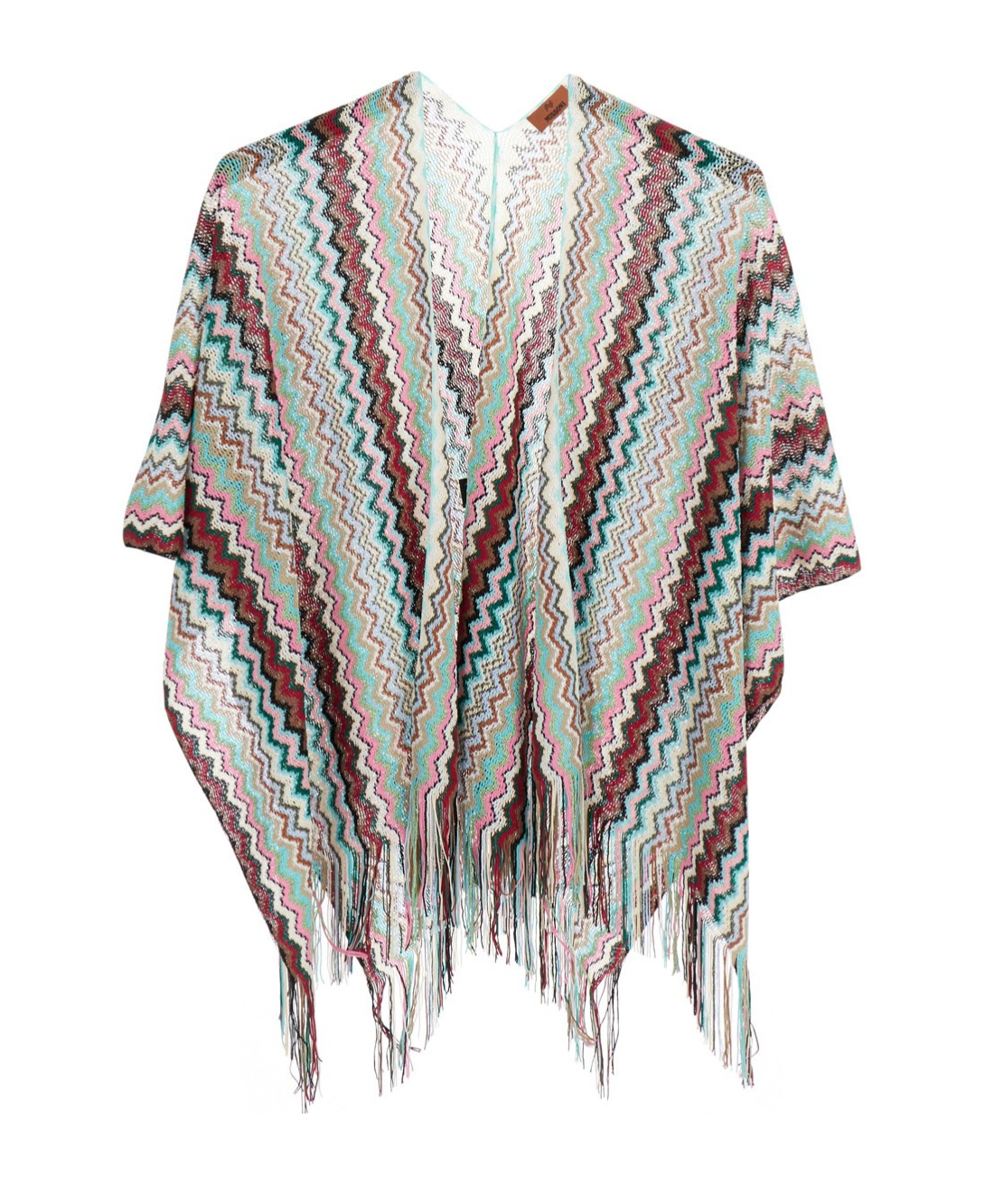 Missoni Multicolor Cape With Fringed Hem And All-over Zig-zag Motif In Viscose Blend Woman In Multi