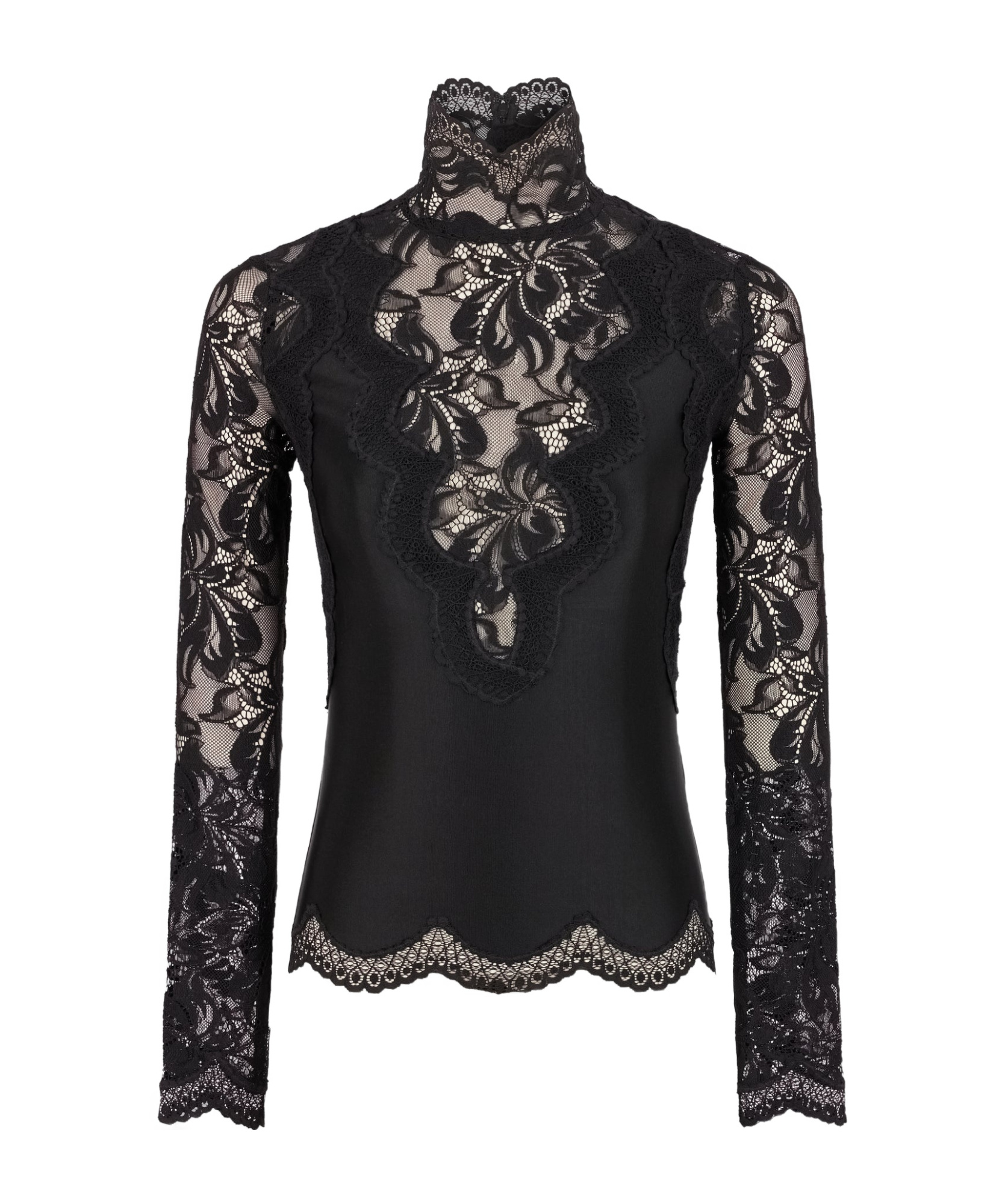 Shop Rabanne Long-sleeve Lace Top In Black