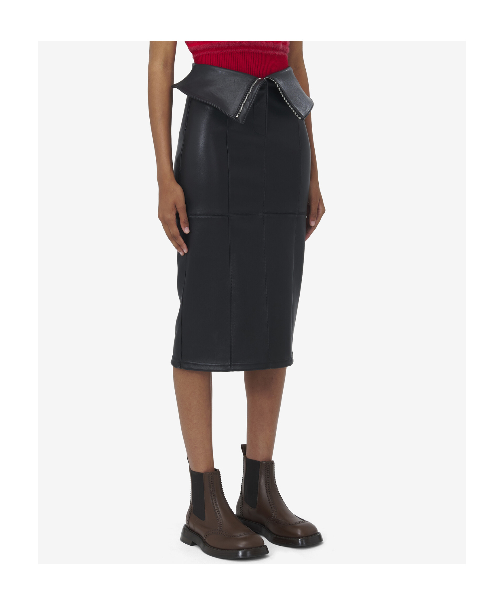 Shop Alexander Mcqueen Leather Pencil Skirt In Black