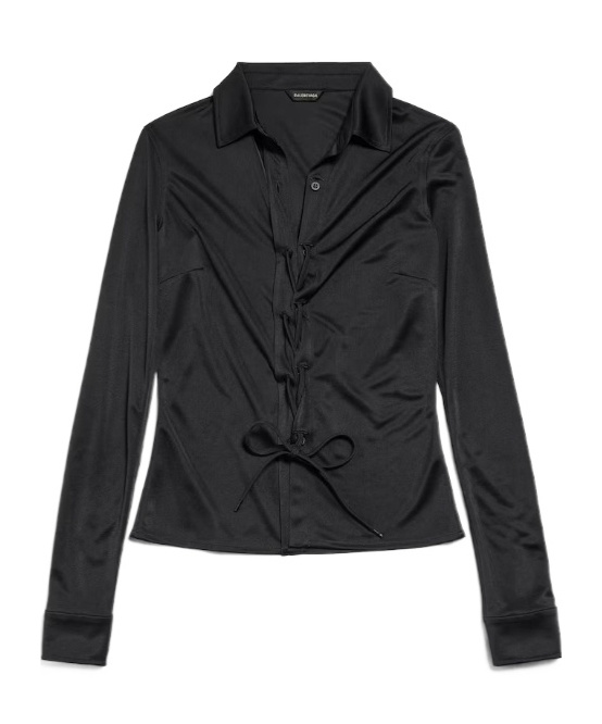Balenciaga Women's Lace-up Shirt In Black In Black
