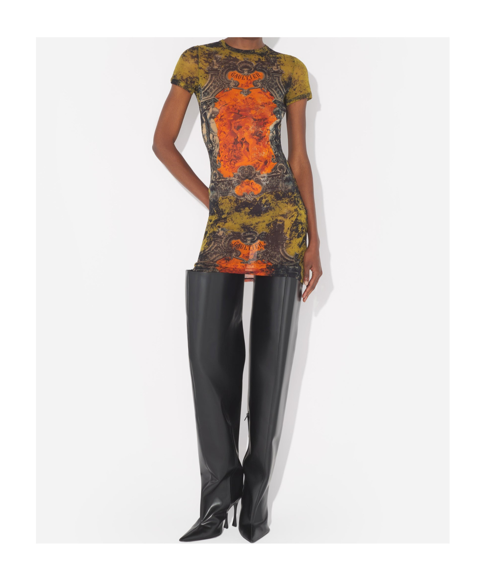 Jean Paul Gaultier Medallion Mesh Mini Dress In Multi
