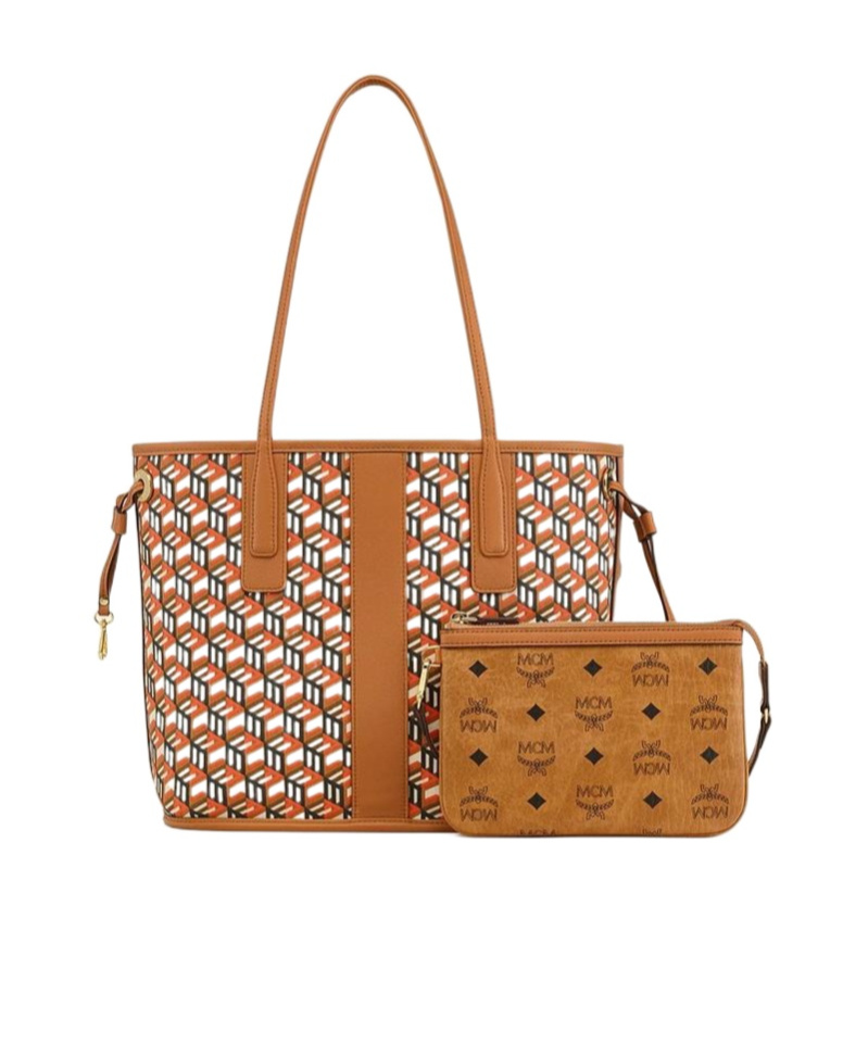 Mcm Liz Visetos Double-sided Shopping Bag In Brown