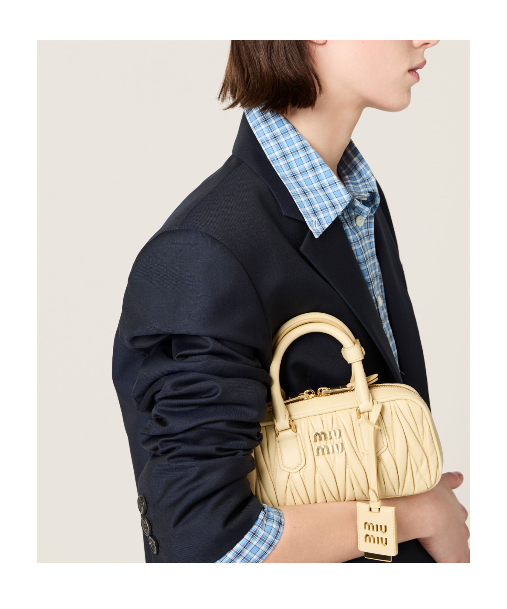 Miu Miu Arcadie Leather Handbag In Nude