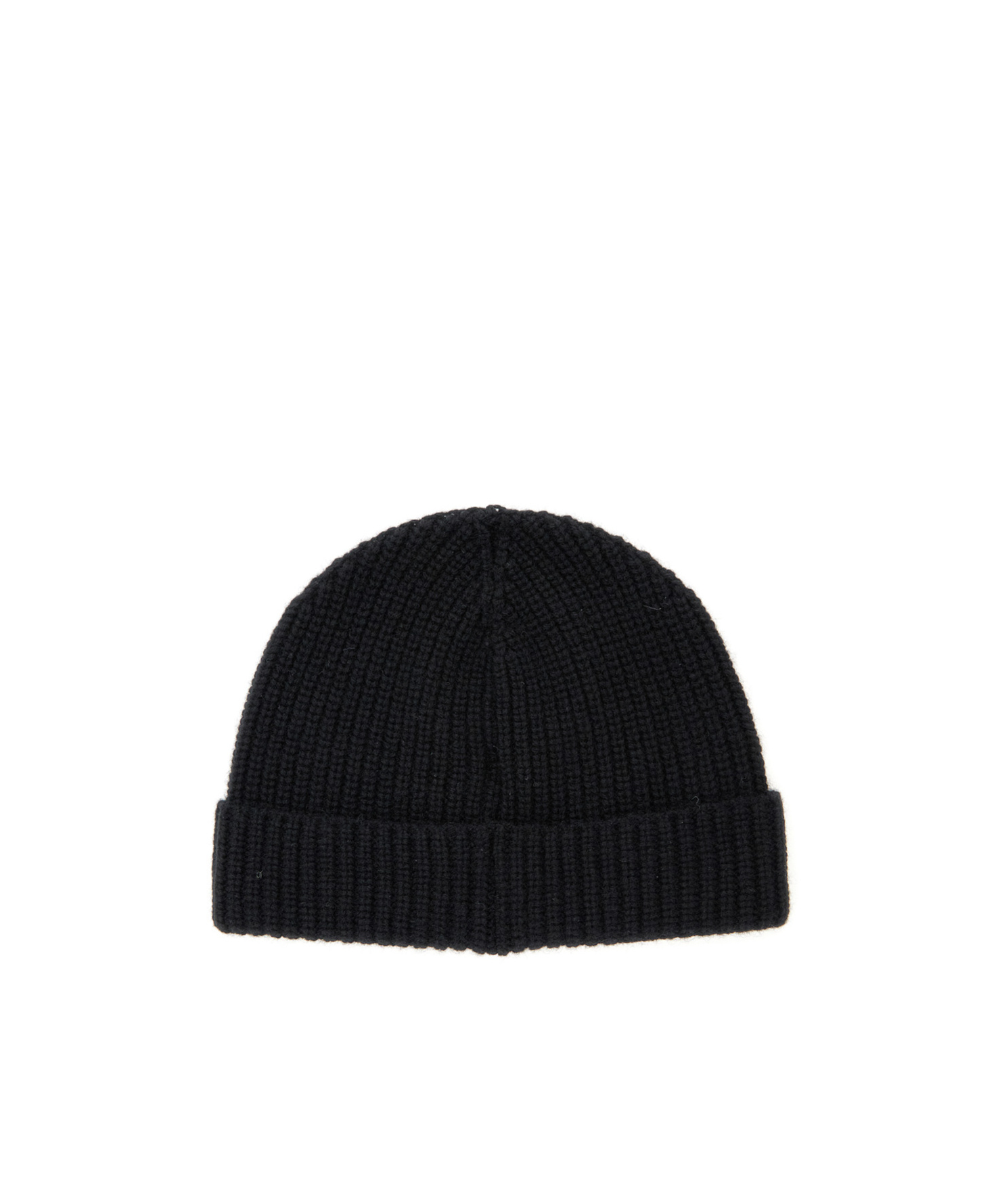 Valentino Garavani Cashmere Ribbed Texture Beanie With Turn-up Brim In Black