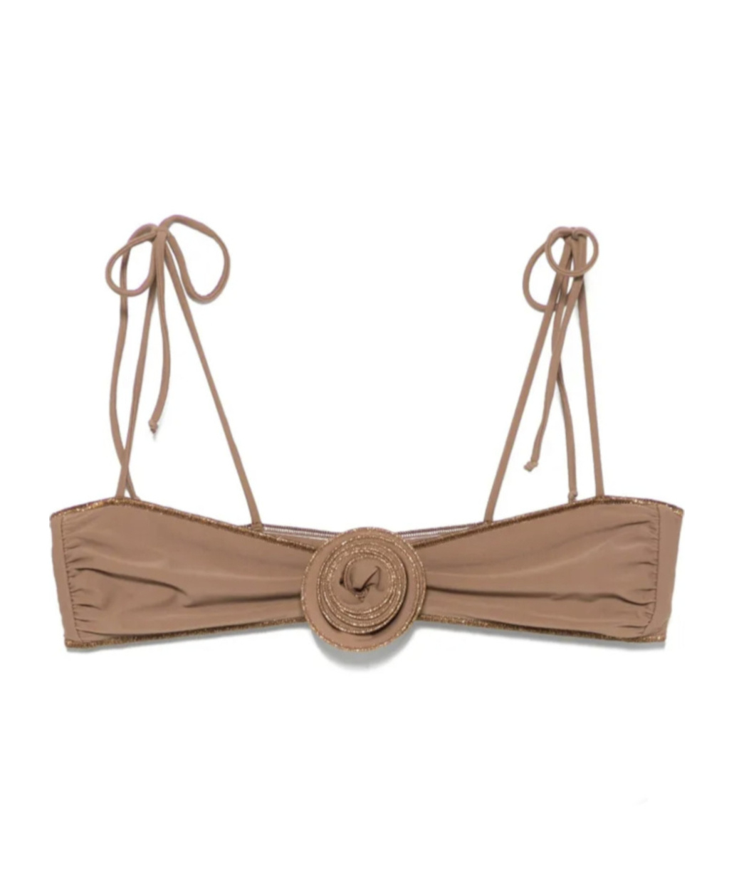 La Reveche Off-the-shoulder Bikini Top In Brown