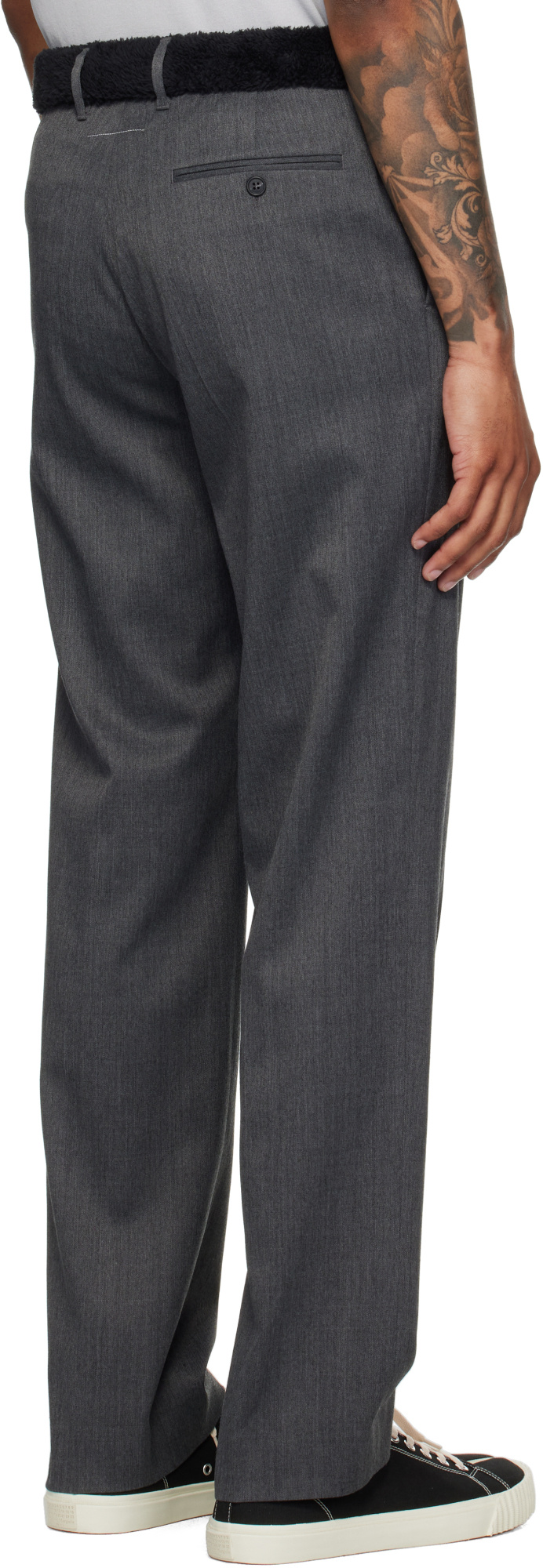 Mm6 Maison Margiela Gray Rolled Cuff Trousers In Gray