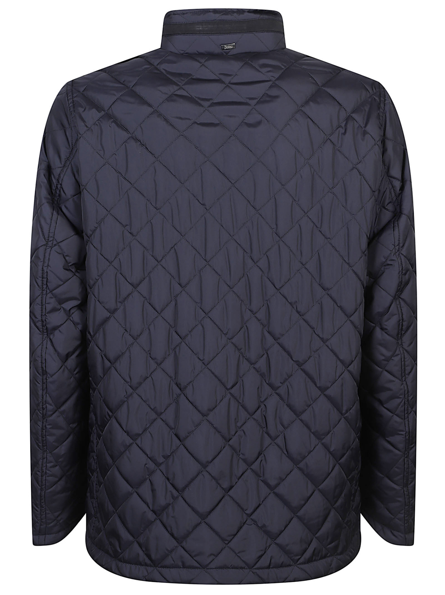 Herno Quilted Flap-pocket Puffer Jacket In Blue