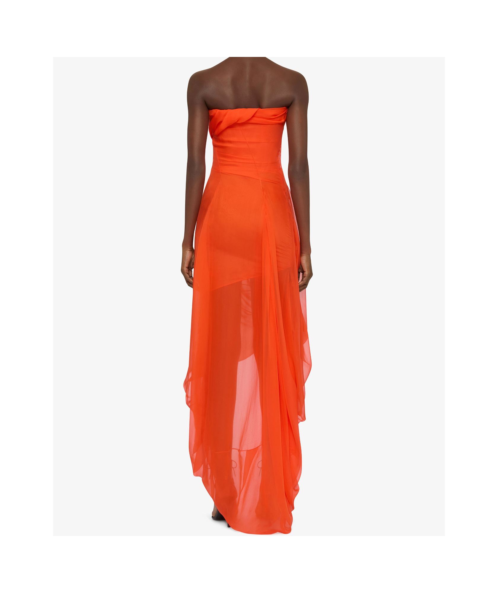 Givenchy Draped Strapless Dress In Silk Chiffon In Orange