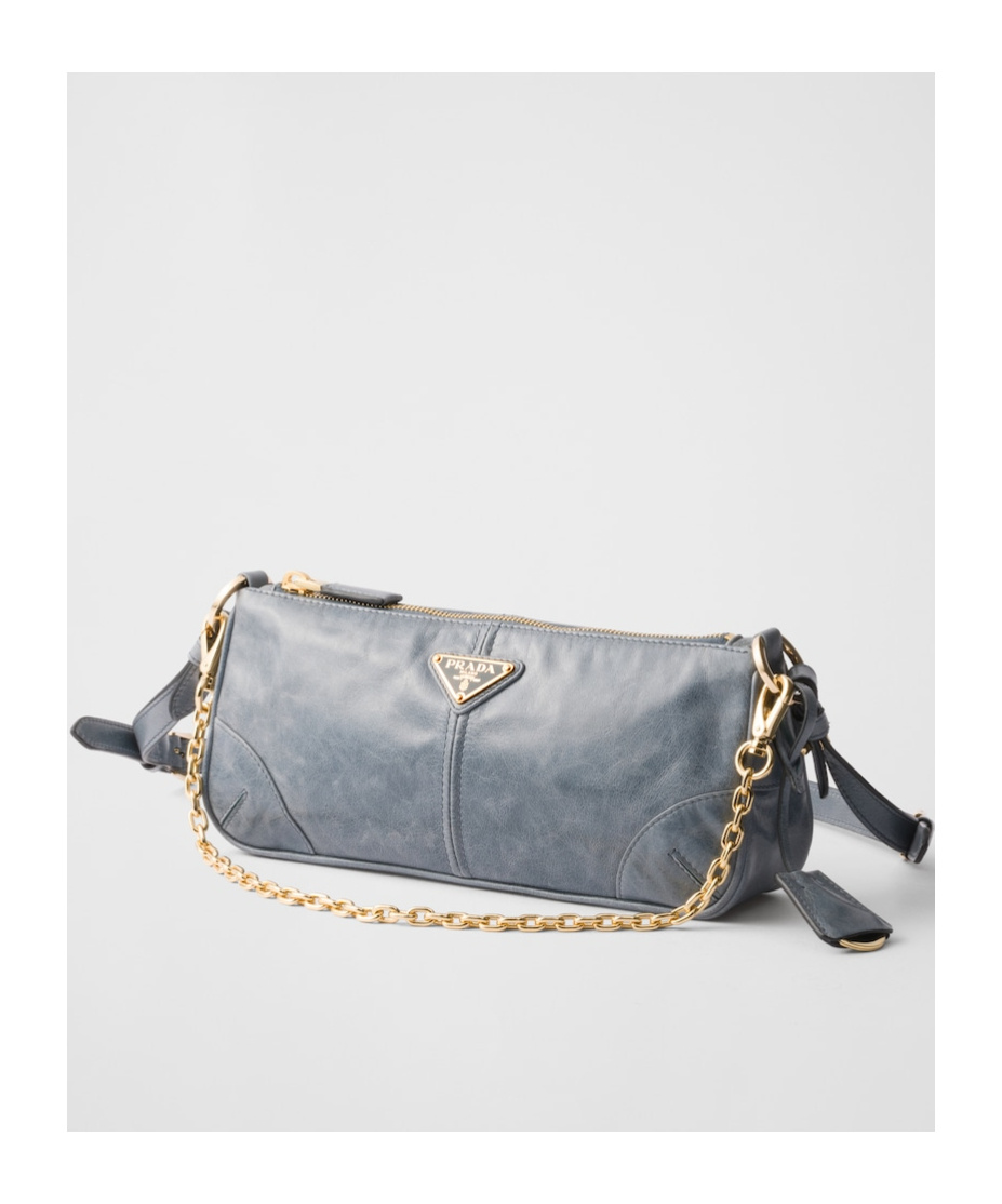 Prada Re-edition 2002 Medium Leather Shoulder Bag In Gray