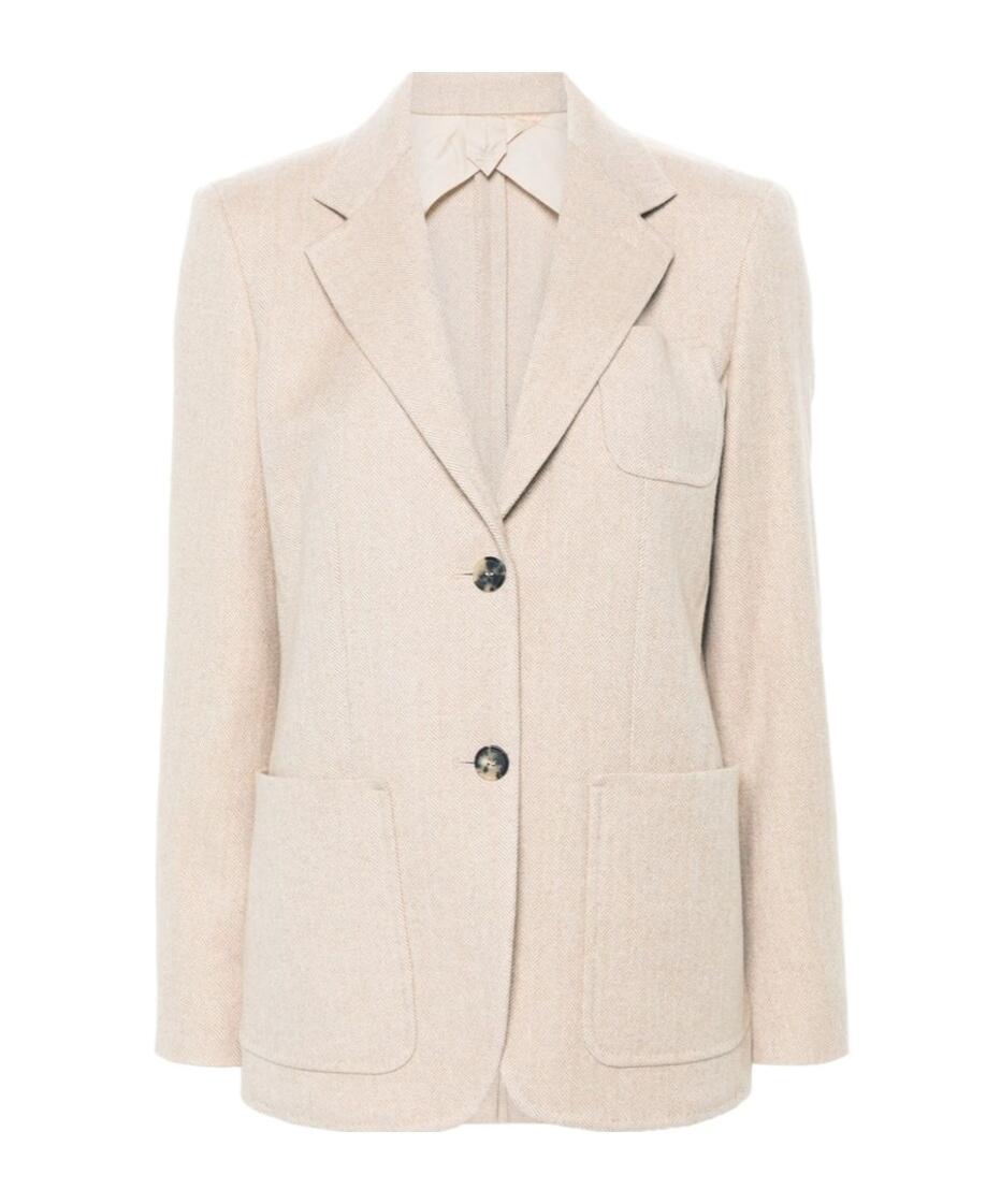 Shop Max Mara Long-sleeved Suit Coat In Nude