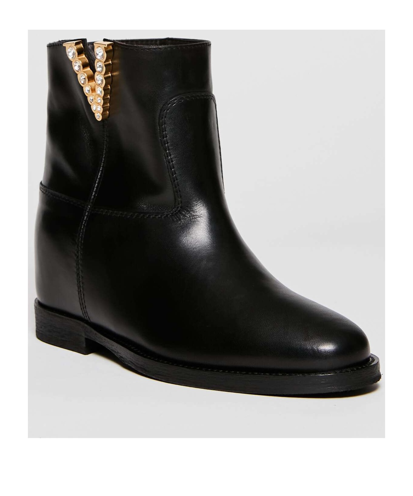 Shop Via Roma 15 Logo Details Short Boots In Black