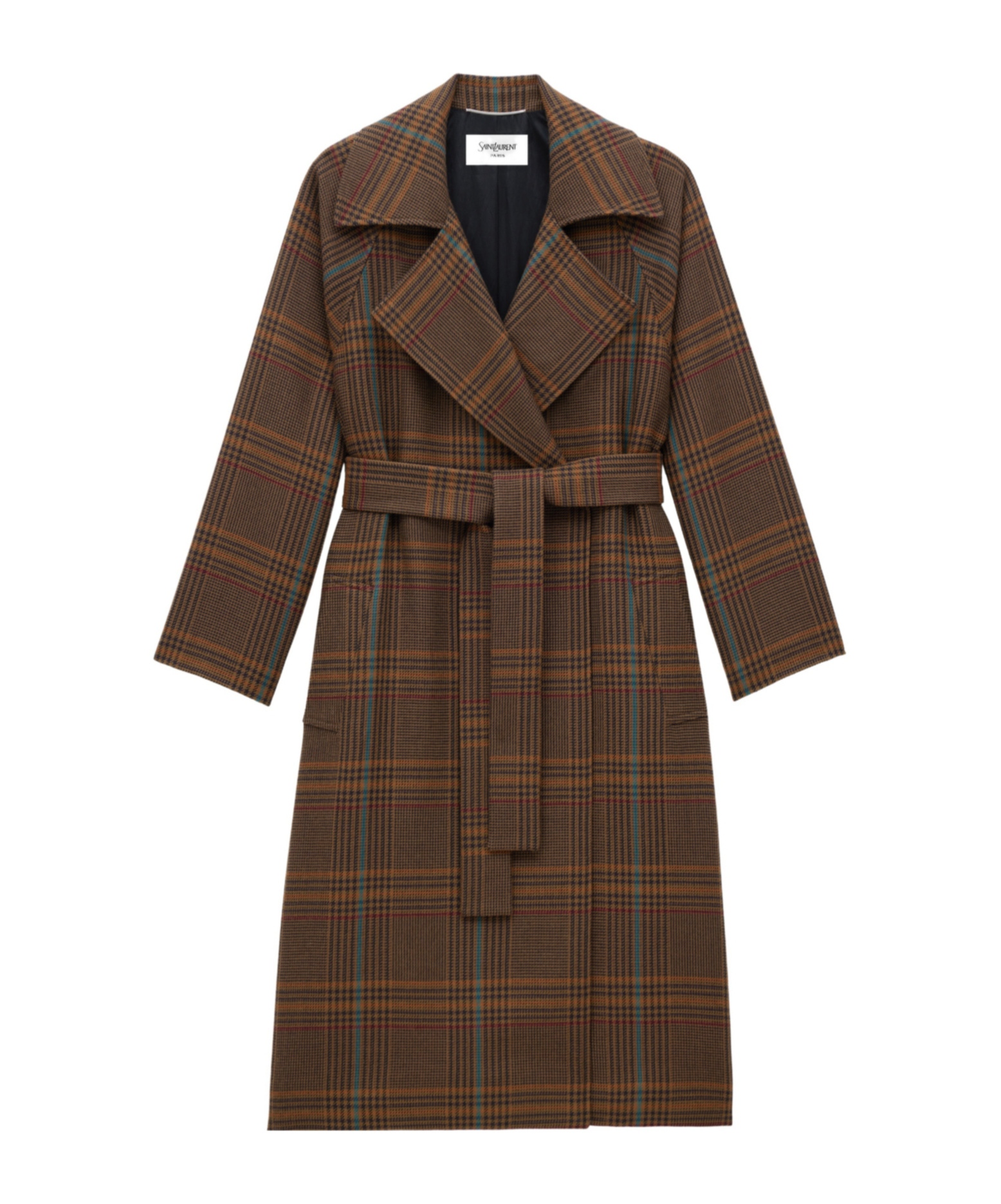 Saint Laurent Long-sleeved Coat In Brown
