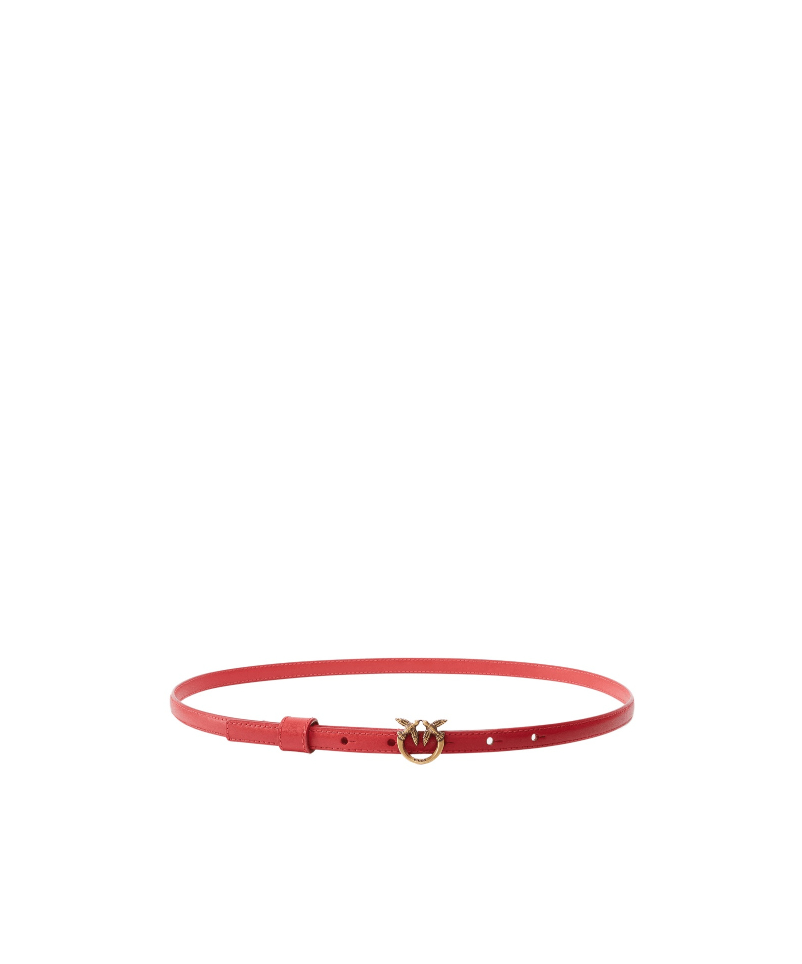 Pinko Thin Belt With Love Birds Buckle, 1cm In Red
