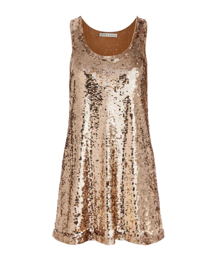 Alice And Olivia Sleeveless Dress In Tan/bronze