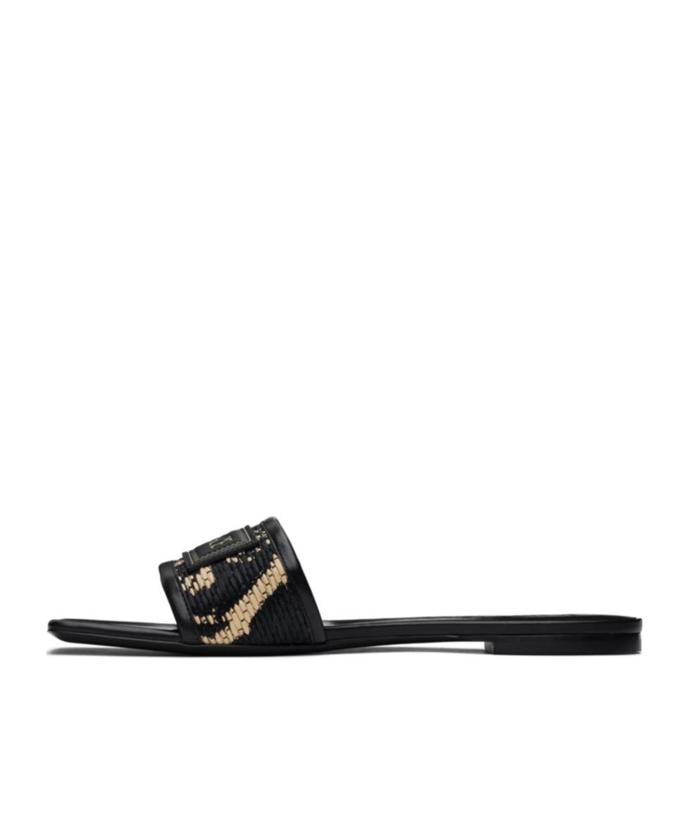 Versace Black Logo Patch Slides In Black
